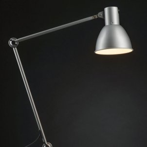 Skärmad Skrivbordslampa | med klämfot | silver | armlängd 110 cm
