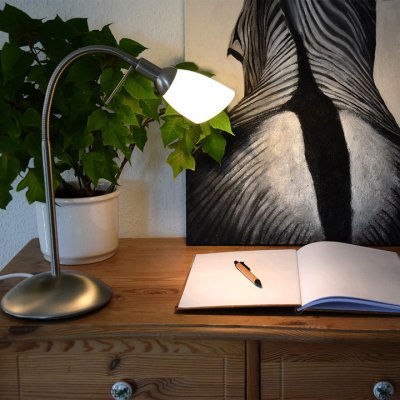 Skärmad ljusdusch som bordslampa | handgjort opalglas | 68 cm utsträckt